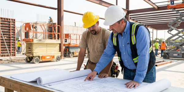 DSC Project manager reviewing plans with installer