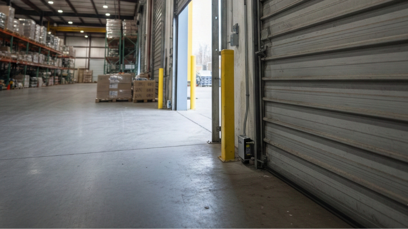 beam detector in commercial warehouse