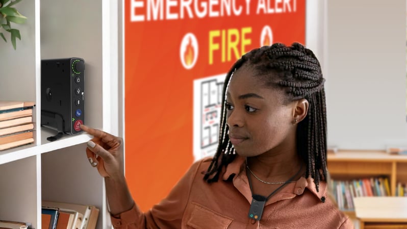 emergency response signage signaled through frontrow communication system