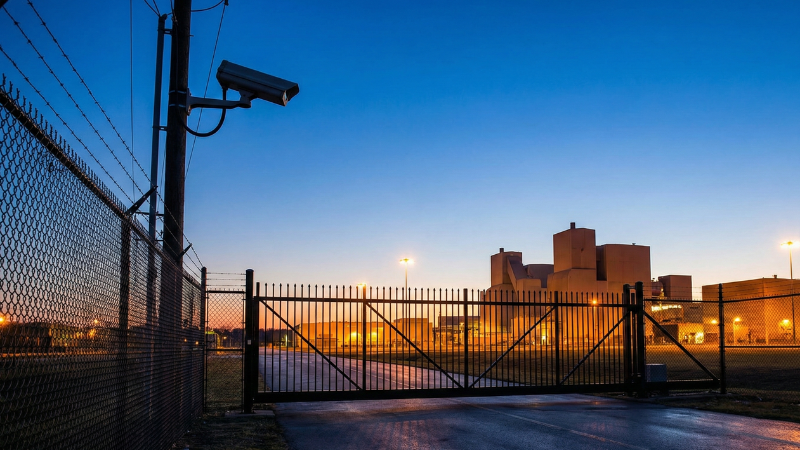 facility perimeter with gate and gate operator