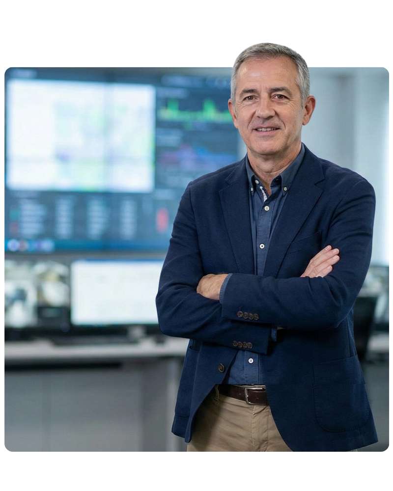 security director in front of video wall