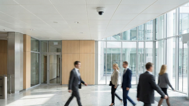 video surveillance in commercial lobby